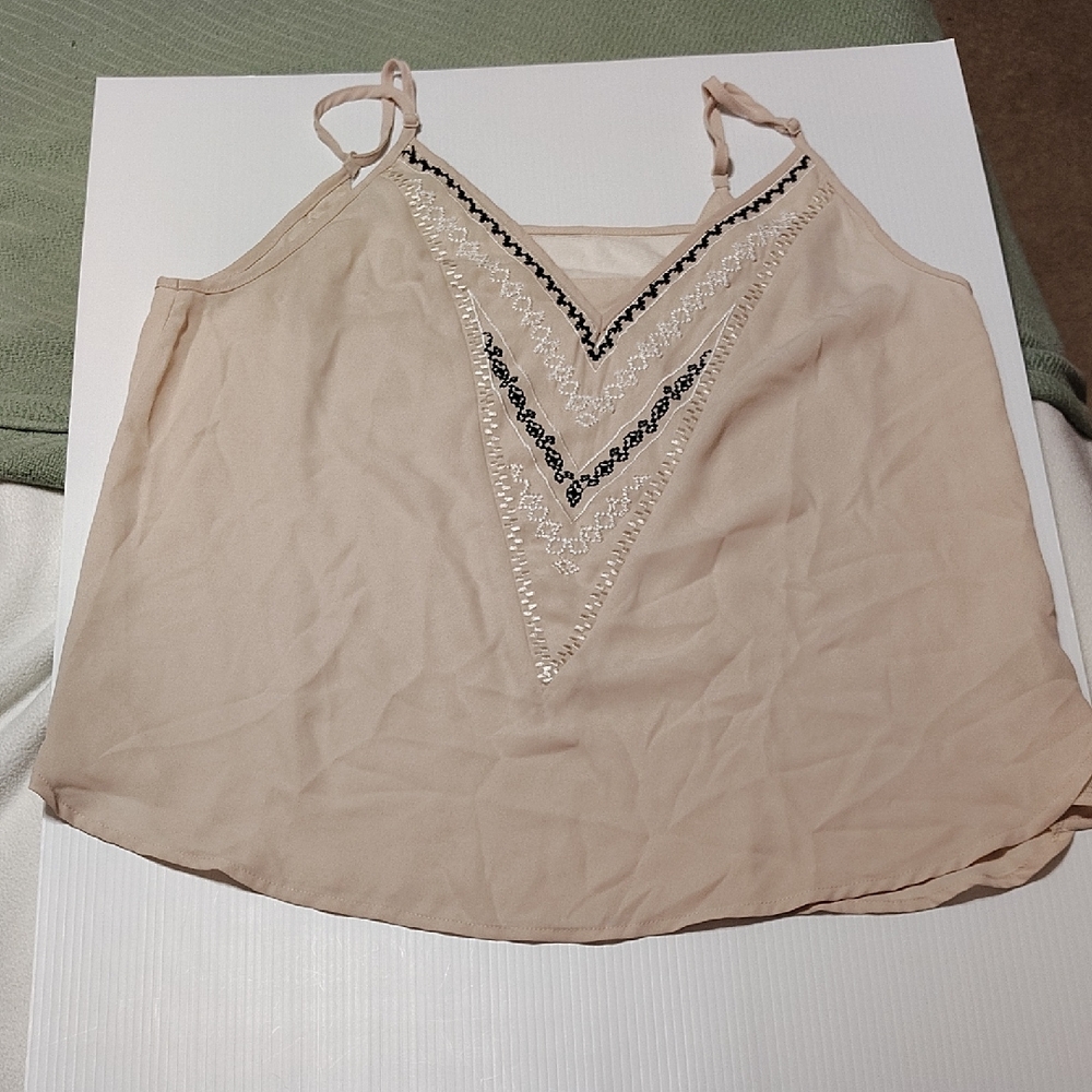 41 Hawthorn Nude Beige Camisole with Black Embroidery & Beading Size L